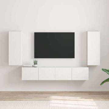 vidaXL TV Wandkast 2 st Wit Bewerkt hout, Minder dan 50 cm, Verzenden, Nieuw, Minder dan 100 cm