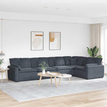 vidaXL Modulaire bank met kussens fluweel donkergrijs, Huis en Inrichting, Banken | Bankstellen, Verzenden, Nieuw, Stof