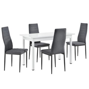 Eetkamerset [en.casa] - eethoek - 5- delig - wit en grijs, Verzenden, Nieuw