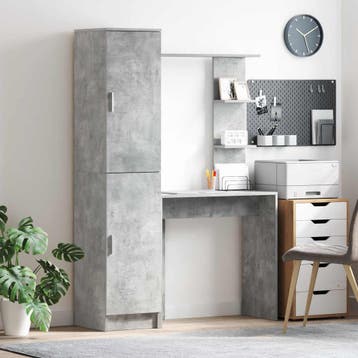 vidaXL Bureau met plank met opslag met de deur 2 st Beton, Verzenden, Nieuw