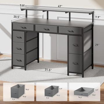 Bureau - Computertafel - Computerbureau - 120x50 cm - Grijs, Verzenden, Zo goed als nieuw