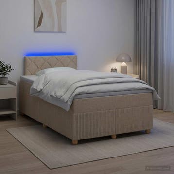 vidaXL Boxspringbed met matras Crèmekleurig 120 x 190 cm, Verzenden, Nieuw, Twijfelaar, Crème