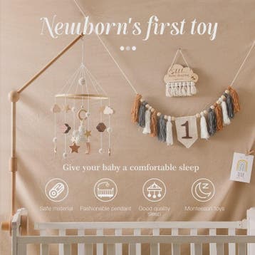 Houten Baby Mobiel met Muziekdoosje & Rammelaar - Speelgoed, Verzenden, Nieuw