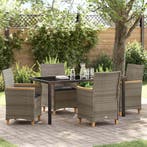 vidaXL Tuin eettafelset 5 pcs Grijs poly rattan, Verzenden, Nieuw, Rotan, 5 zitplaatsen