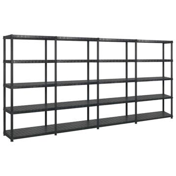 vidaXL Opbergrek 5-laags 366x45,7x185 cm kunststof zwart, Verzenden, Nieuw