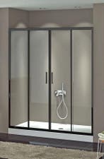 Nisdeur 150 x 190 cm 4 delig met helder glas en zwarte, Ophalen of Verzenden, Nieuw, Glas, Bad