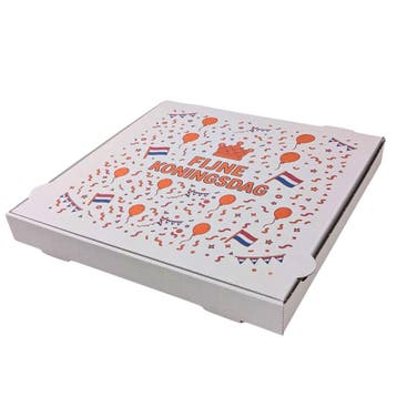 Pizzadozen Koningsdag - 33 x 33 x 4 cm - Wit - 100 stuks, Ophalen of Verzenden