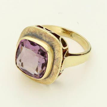 Ring - 14 karaat Geel goud Amethist, Nieuw