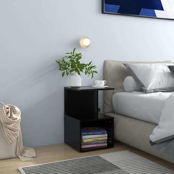 vidaXL Nachtkastje 35x35x55 cm bewerkt hout zwart, Minder dan 45 cm, Verzenden, Nieuw, 55 tot 70 cm