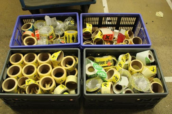 4x krat winkelstickers, Zakelijke goederen, Kantoor en Winkelinrichting | Winkel en Inventaris