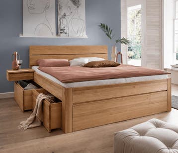 Forestales Aurelian Massief Eiken Houten Bed met Lades 55CM, Nieuw