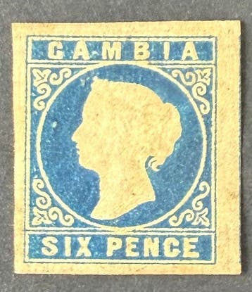 Gambia 1869 - SG 4 CV £600 - 6d blue embossed type, Gestempeld