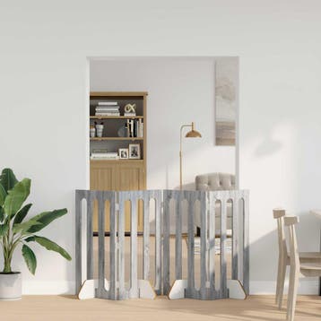 vidaXL Opvouwbaar huisdierhek 4 st Grijs Sonoma 201 x 38 x, Verzenden, Nieuw