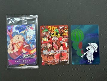Bandai - 3 Card - One Piece - Monkey D. Luffy Promo card,, Nieuw