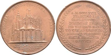 Brons medaille 1829 Prag Erzstift: Wenzel Leopold Chlumco..., Verzenden