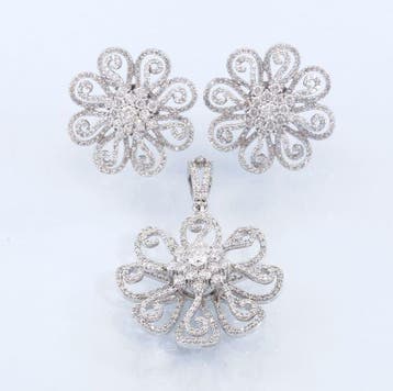 Hanger - 14 karaat Witgoud - 5.32ct. tw. Diamant