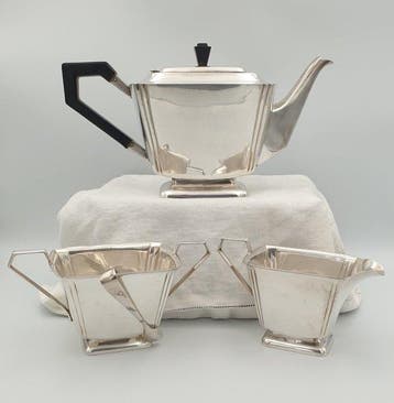 Theeservies (4) - Verzilverd - Art Deco, Antiek en Kunst