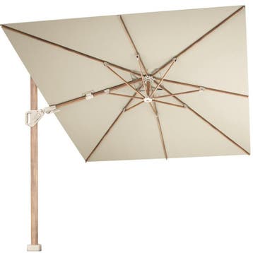 Challenger T2 premium parasol 350x260 cm teak champagne, Tuin en Terras, Ophalen of Verzenden, Nieuw