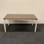 bureau 160x80 cm, hoogte verstelbaar - 4 poot, wit - bruin, Ophalen of Verzenden, In hoogte verstelbaar, Gebruikt