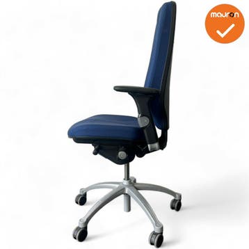RH Logic 400 - Blauwe stoffering  - Zilvergrijs voetkruis, Werkplek, Ophalen of Verzenden, Gebruikt, Stoel