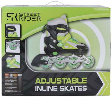 Street Rider Inline Skeelers Groen/Zwart Verstelbaar, Maat, Sport en Fitness, Skeelers, Ophalen of Verzenden, Zo goed als nieuw