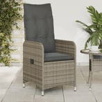 vidaXL Tuinstoel verstelbaar met kussens poly rattan grijs, Tuin en Terras, Tuinstoelen, Verzenden, Nieuw, Rotan