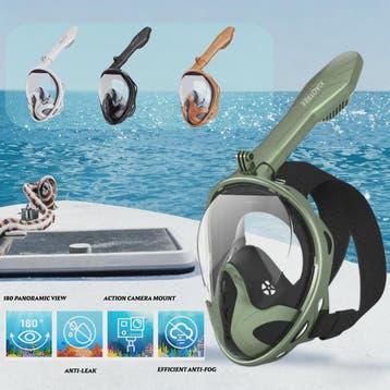 Volledig Gelaat Snorkelmasker met 180° Panoramisch Zicht & A, Verzenden, Nieuw