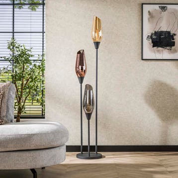 Vloerlamp Glas - Nieuw - Smoke - Amberglas - Webshop, Nieuw, Glas, 150 tot 200 cm, Modern, Industrieel, Design, Minimalistisch