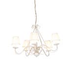 Kroonluchter wit plissé crème klemkap 5-lichts - Giuseppe, Verzenden, Nieuw, Classic-antique