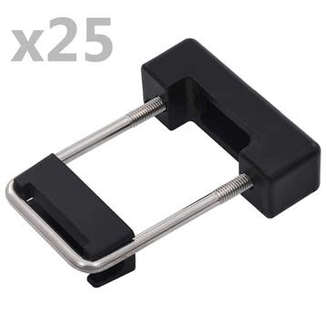 vidaXL U-verbinding met kunststof voor hekpaal 25 sets 60x40, Tuin en Terras, Verzenden, Nieuw