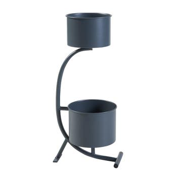 Plantenstandaard Almelo 63x29x21 cm metaal zwart [en.casa], Verzenden, Nieuw