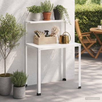 vidaXL Planttafel 60 x 50 x 104 cm Gepoedercoat staal Wit, Tuin en Terras, Verzenden, Nieuw
