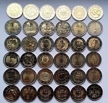 Europa. 2 Euro Various Years (36 coins) (Zonder