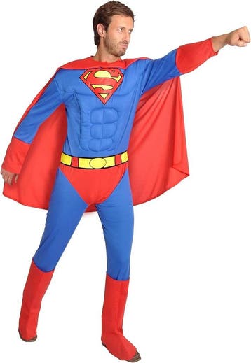 Superman Outfit Maat L | Inclusief Cape | Laatste Stuk!, Maat 52/54 (L), Carnaval, Ophalen of Verzenden, Zo goed als nieuw