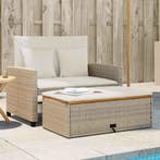 vidaXL Tuinbank 2-zits met kussens poly rattan en acaciahout, Tuin en Terras, Tuinsets en Loungesets, Verzenden, Nieuw