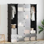 vidaXL Kast modulair met 18 vakken 37x146x180,5 cm zwart en, Huis en Inrichting, Kasten | Kledingkasten, Verzenden, Nieuw