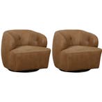 Set van 2 Leren draaifauteuils Cloud - Kenia Brown (bruin), Huis en Inrichting, Fauteuils, Nieuw, Ophalen of Verzenden, 50 tot 75 cm