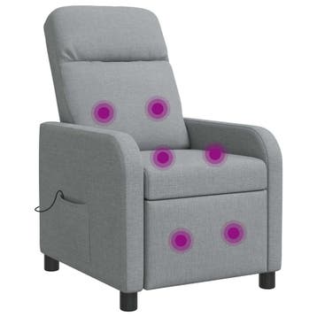vidaXL Massage Recliner Lichtgrijs Stof, Verzenden, Nieuw