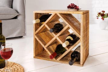 Massief houten wijnrek CUBUS 40cm mango handgemaakte, Ophalen of Verzenden, Nieuw