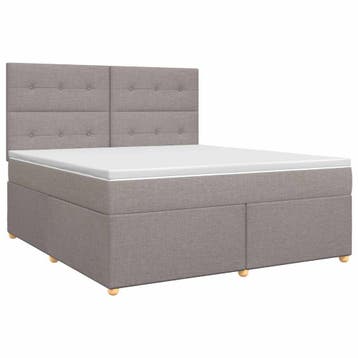 vidaXL Boxspringbed met matras met hoofdeinde Taupe 160 x, Huis en Inrichting, Slaapkamer | Bedden, Verzenden, Nieuw