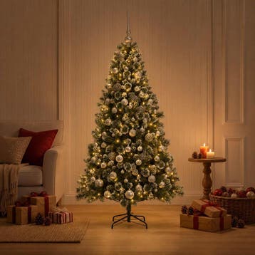 vidaXL Kunstkerstboom met kerstbal 240 cm 300 LEDs Warmwit, Diversen, Verzenden, Nieuw
