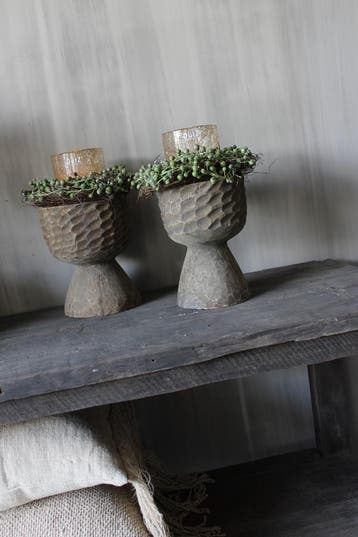 Sober houten pot op voet Cahaya 20cm, Ophalen of Verzenden, Nieuw