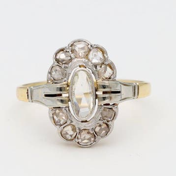 Ring - 18 karaat Geel goud, Platina - Diamant, Nieuw