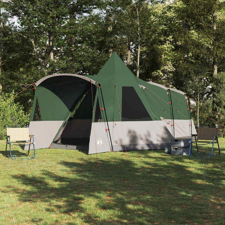 vidaXL Teepee Tent 8-Persoon met dak Groen 720 x 465 x 295, Caravans en Kamperen, Tenten, Nieuw, Verzenden