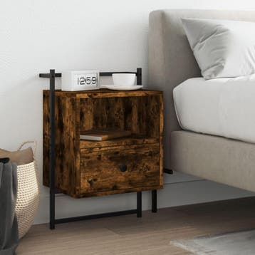 vidaXL Nachtkastje wandgemonteerd 40x30x61 cm hout gerookt, Minder dan 45 cm, Verzenden, Nieuw, 55 tot 70 cm