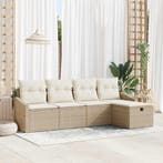 vidaXL Bankstel met kussen 6 pcs poly rattan, Verzenden, Nieuw, Rotan, 6 zitplaatsen