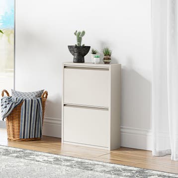 Schoenenkast Sokndal 2 kleppen gebroken wit 71x50x15 cm [en., Verzenden, Nieuw