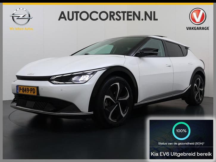 Zakelijke Lease |  Kia EV6 Plus Advanced 77.4 kWh Leer Schui, Auto's, Kia, Dealer onderhouden, Lease, Zwart, Automaat, SUV of Terreinwagen