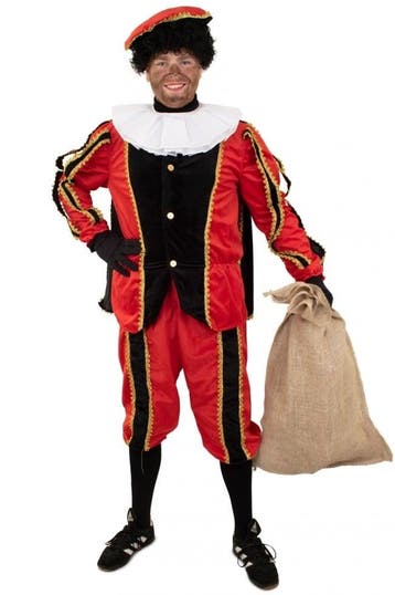 Pieten outfit zwart/rood pluche, Ophalen of Verzenden, Nieuw