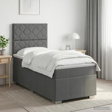 vidaXL Boxspringbed met matras met hoofdeinde Donkergrijs, Verzenden, Nieuw
